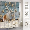 thumbnail image 6 of Beach Shower Curtain for Bathroom Starfish Fishing Net Shell Sand Beach Blue Rustic Board Water Repellent Polyester Shower Curtain Set with Hooks 72Wx72L inches, 6 of 6