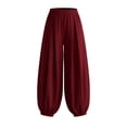 thumbnail image 6 of Mifsaly Harem Pants Women High Waisted Wide Leg Alloon Pant Comfortable Lightweight Flowy Office Work Elegant Outfits Red,S, 6 of 7