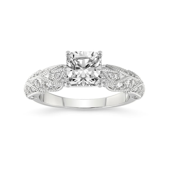 Cushion Shape 2 Carat IGI Certified Lab Grown Diamond Ring | 14K White Gold | Vintage Willow Lab Diamond Engagement Ring | FG-VS1-VS2 Quality Friendly Diamonds