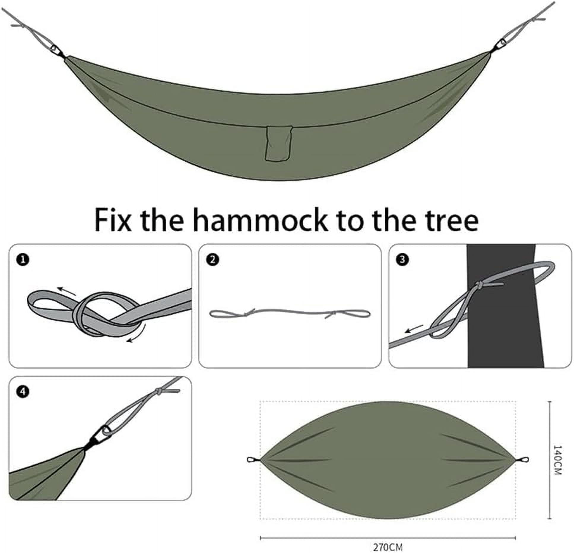 RKXQT Portable Nylon Cloth Double Camping Hammock with Carabiners & Ropes, Lightweight & Breathable