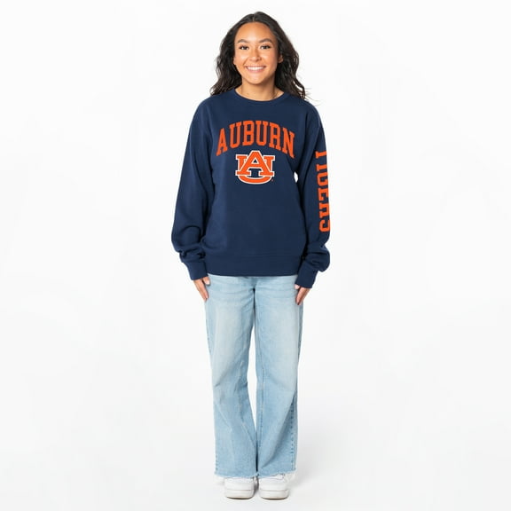 Women's ZooZatz Navy Auburn Tigers Lightweight Fleece Pullover Sweatshirt