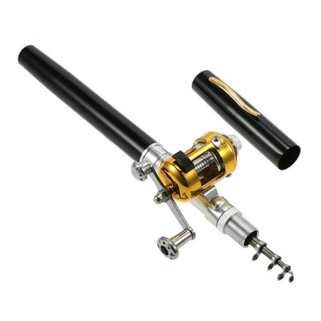 Alvey Fishing Fishing Rod Reel Combo Kit Set Mini Telescopic Portable Pocket Pen Fishing Rod Pole + Reel Aluminum Alloy Fishing Accessories ()