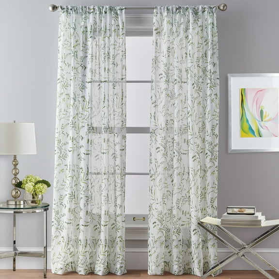 CHF Santa Barbara 63" Curtain Panel, Floral, Green, Adult