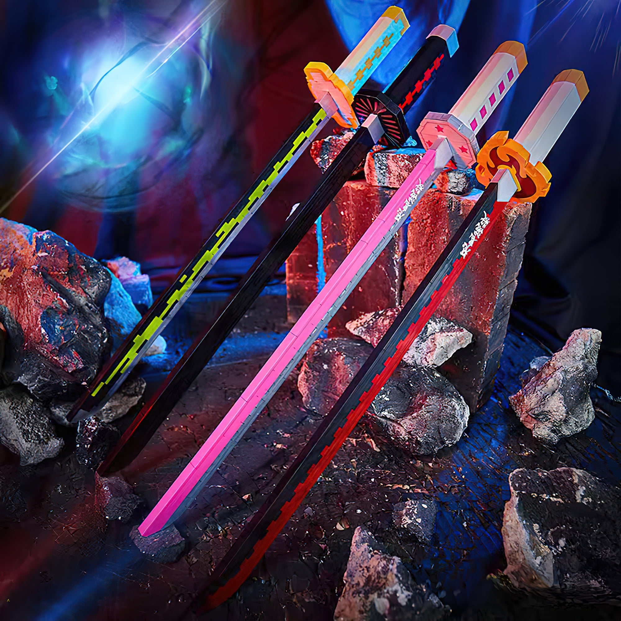 HI-REEKE Anime Demon Sword Building Set Slayer Kanao Tsuyuri Katana Building Kit Toy Pink