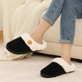 thumbnail image 3 of Litfun Fuzzy Slippers for Women Chenille Knit Fleece Slippers Memory Foam House Shoes, Buttoned Black, Size 9.5-10.5, 3 of 8