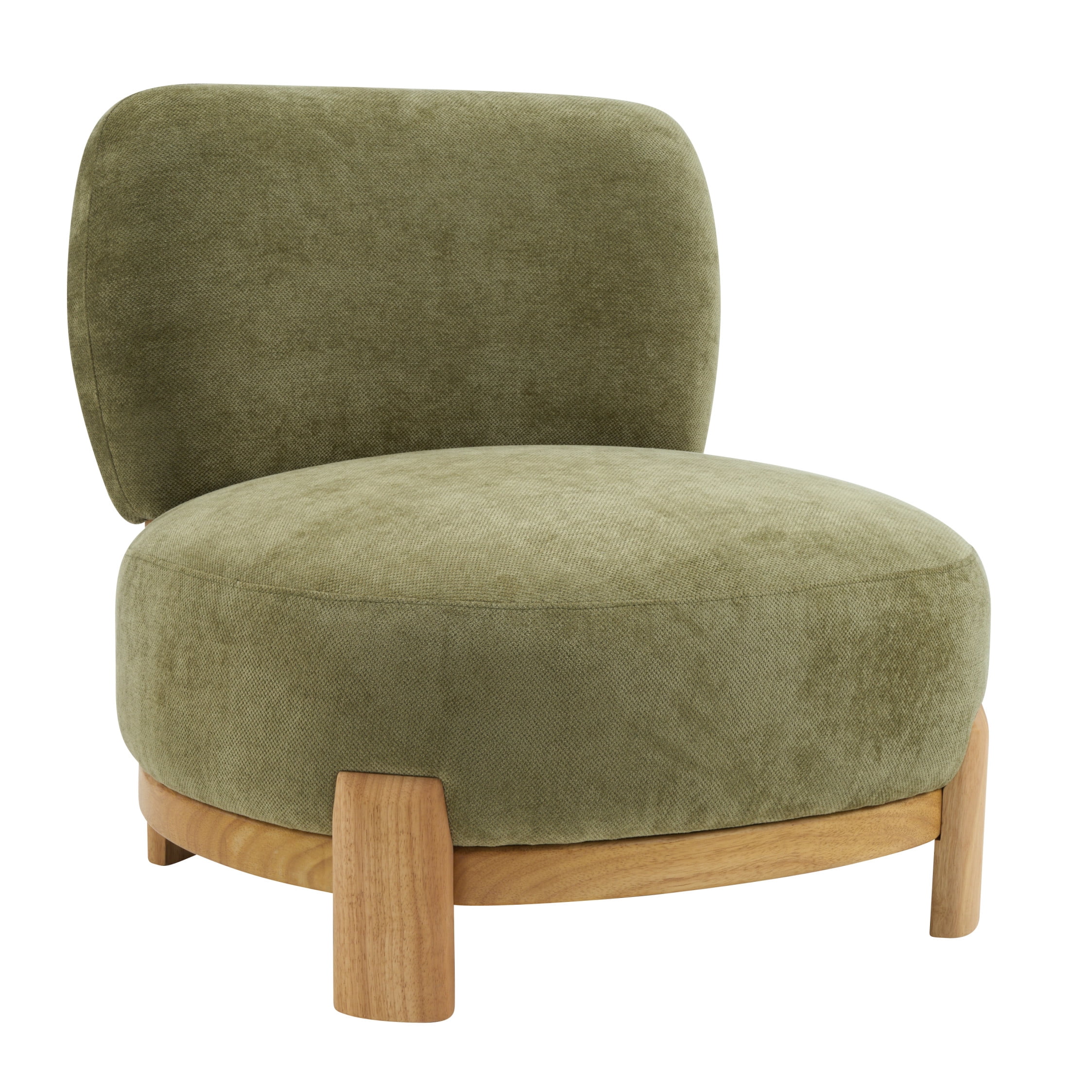 Christopher Knight Home Modern Upholstered Armless Accent Chair with Wood Legs, Wide Seat, Green
