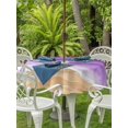 thumbnail image 2 of Outdoor Tablecloth with Umbrella Hole & Zipper, Purple Coastal Beach Round Tablecloth 54 Inch, Summer Nautical Ocean Beige Seaside Patio Table Cover Waterproof Table Cloth for Picnic/Party, 2 of 7