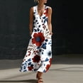 thumbnail image 2 of VBVC Women's Floral V-Neck Sleeveless Maxi Dress,Button Detail Loose Flowy Dress For Women,Ladies' Casual Patriotic Summer Sundress with Pockets,Multicolor,S-3XL, 2 of 8