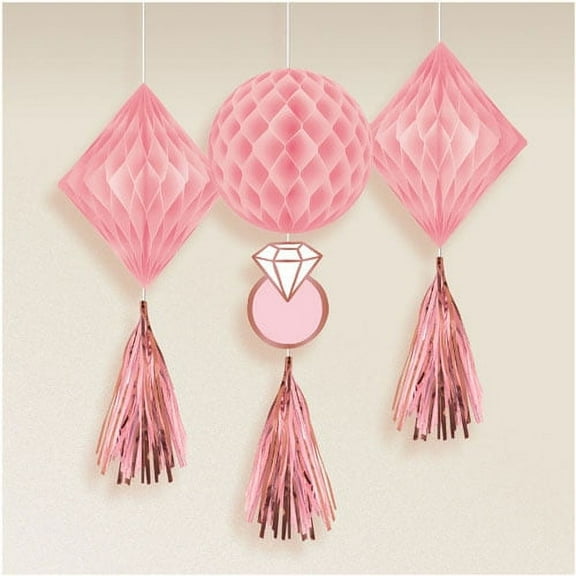Wedding and Bridal 'Blush' Honeycomb Hanging Decoration (3ct)