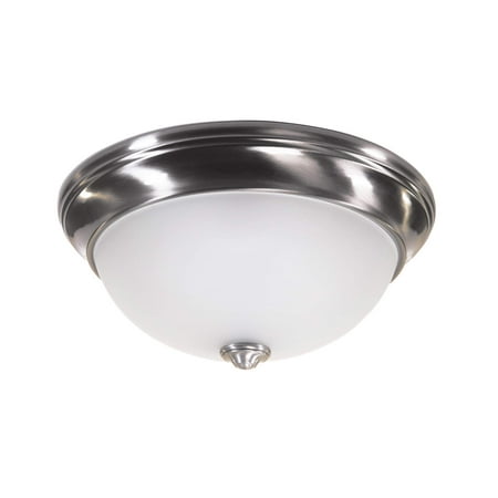 

CORAMDEO 11 Inch LED Decorative Flush Mount Ceiling Fixture Color Switch Built in LED gives 125W of Light from 16.4W of power 1150 Lumen Dimmable Nickel Finish w/Frosted Glass (C011-93050LED-PNK)