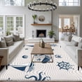 thumbnail image 3 of Large Area Rugs for Living Room Bedroom, Coastal Nautical 8'x10' Rug Washable Carpet Runner Indoor Outdoor, Summer Ocean Octopus Starfish Grey Wave Non Slip Floor Mats Rug for Kitchen, Patio, 3 of 8