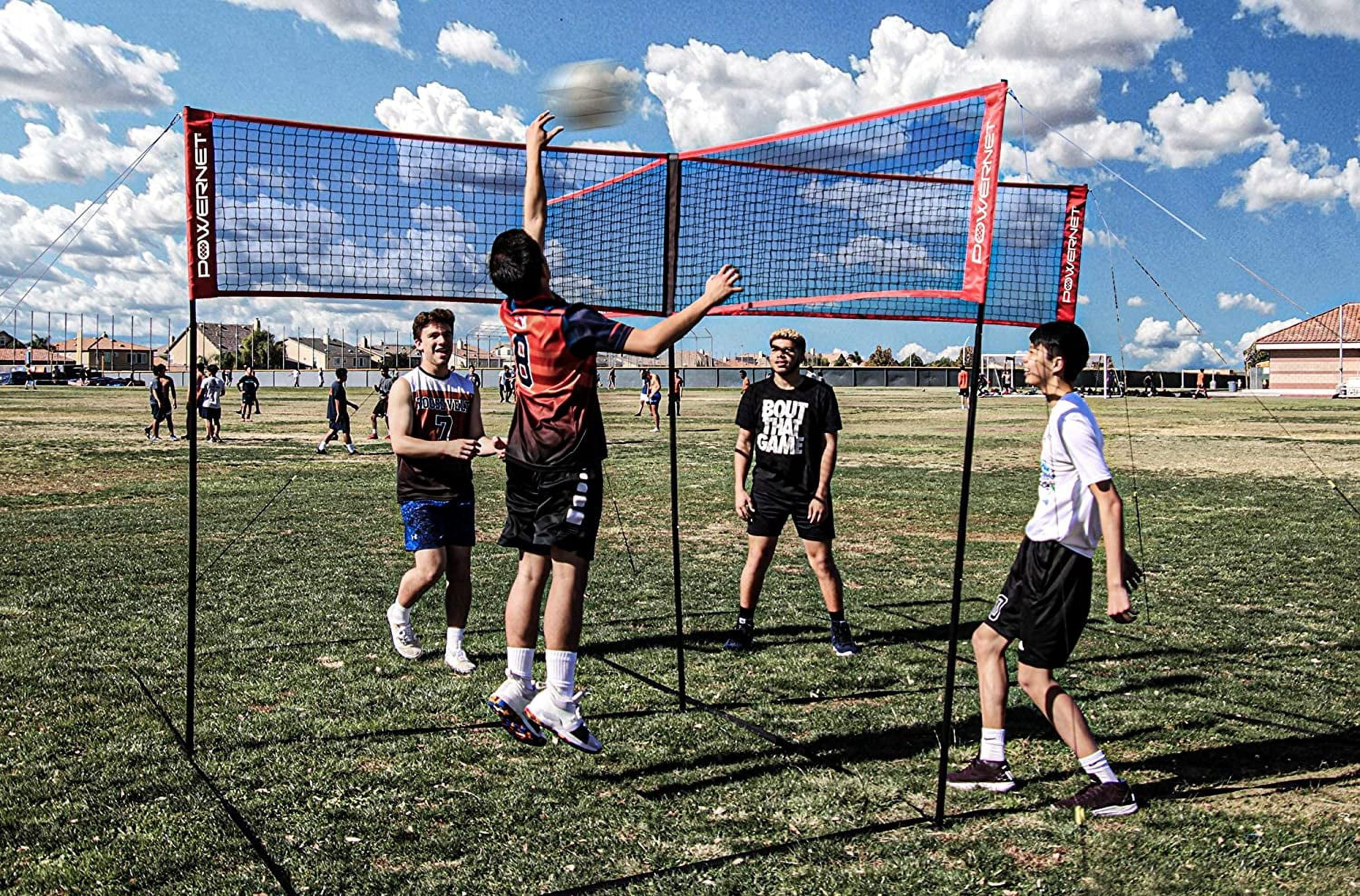 PowerNet Four Square Volleyball Net, 4-Sided Outdoor Volleyball Net for Backyard Games, Park or Beach, Volleyball Training Equipment (Four Square Net)