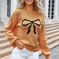 thumbnail image 5 of Sweaters for Women Plus Size Long Sleeve Round-Neck Bow Tie Knitted Sweater, 5 of 6