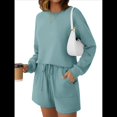 thumbnail image 1 of Conjunto de Pijama Deportivo Informal de Dos Piezas para Mujer con Bolsillos, Ropa de Moda de Otoño Azul y Verde L, 1 of 5
