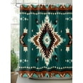 thumbnail image 3 of Southwestern Green Waterproof Fabric Shower Curtain, Boho Retro Ethnic Geometric Shower Curtain for Bathroom Curtains Bathtubs Hotel Washable Shower Curtains with 12 Hooks Stall 48x72in, 3 of 6