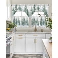 thumbnail image 5 of Forest Green Ombre Kitchen Curtains Sets 24 Inch Length with Valance, Watercolor Trees Sage Green Swag Valances and Tiers Curtain Set Drapes Swag Curtains for Living Room, Bathroom, Bedroom, Cafe, 5 of 6