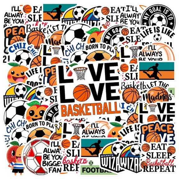 35pcs Sport Stickers Stationery Stickers Basketball Funny Stickers Football Kids Stickers for Luggage Laptop Suitcase