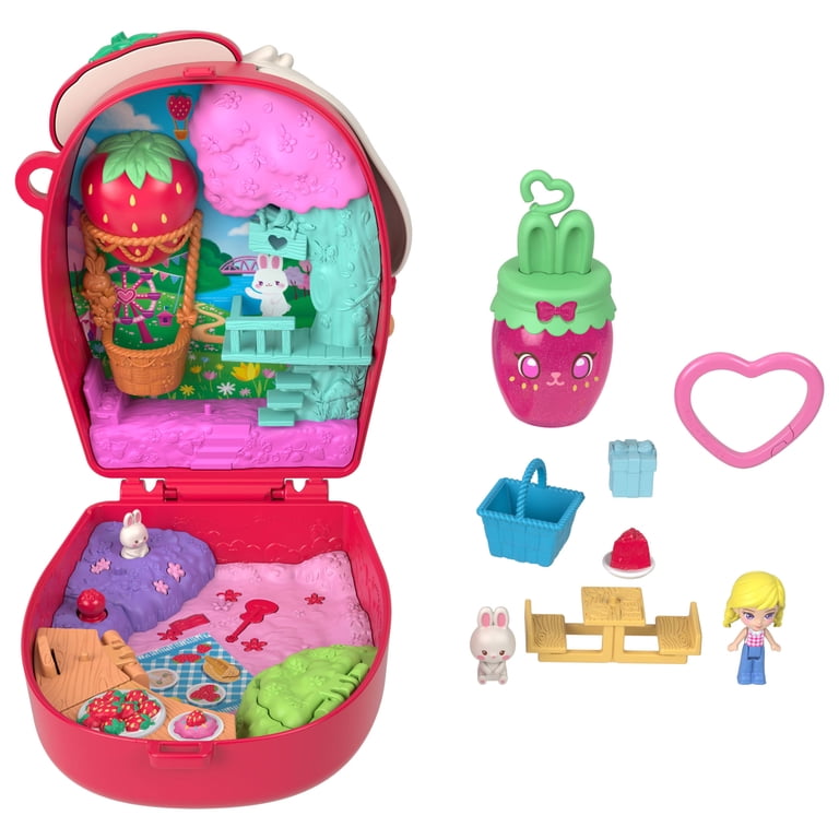 Polly Pocket Picnic Bunny Compact Playset with 1 Micro Doll and