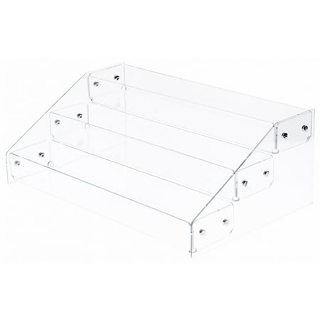 Plymor Clear Acrylic 3-Level Forward-Tilt Card Display Rack, 18.375" W x 11.875" D x 6.75" H