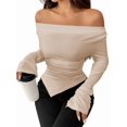 thumbnail image 2 of Women'S Long Sleeve Draped Neck Shirts Slim Fit Going Out Y2k Tops Blouses Fall Outfits Fashion Clothes XXL, 2 of 9