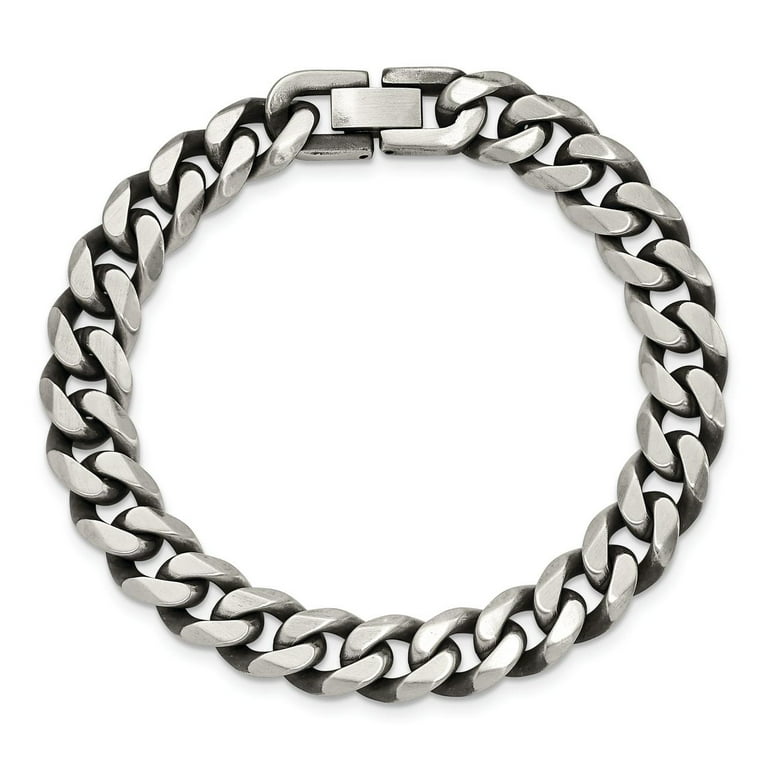 Stainless Steel Brushed Antiqued Curb Chain 8.75 inch ID Bracelet Stainless Steel Brushed Antiqued Curb Chain 8.75 inch ID Bracelet