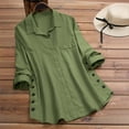 thumbnail image 2 of Ltctricy Women's Oversized Button down Shirts Long Sleeve V Neck Collared Curved Hem Tunic Tops Casual Loose Flowy Blouses(Green,XX-Large), 2 of 7