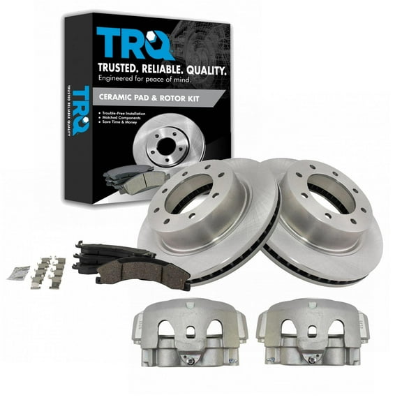 TRQ Front Brake Calipers Ceramic Pads Rotors Fits 12-19 Nissan NV1500 2500 3500 BKA18586