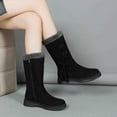 thumbnail image 6 of Bnwani Women Boots Footwear Toe Low-Heel Chunky High Mid-Calf Ankle Fleece Solid Snow Boot Black Size 5.5, 6 of 7