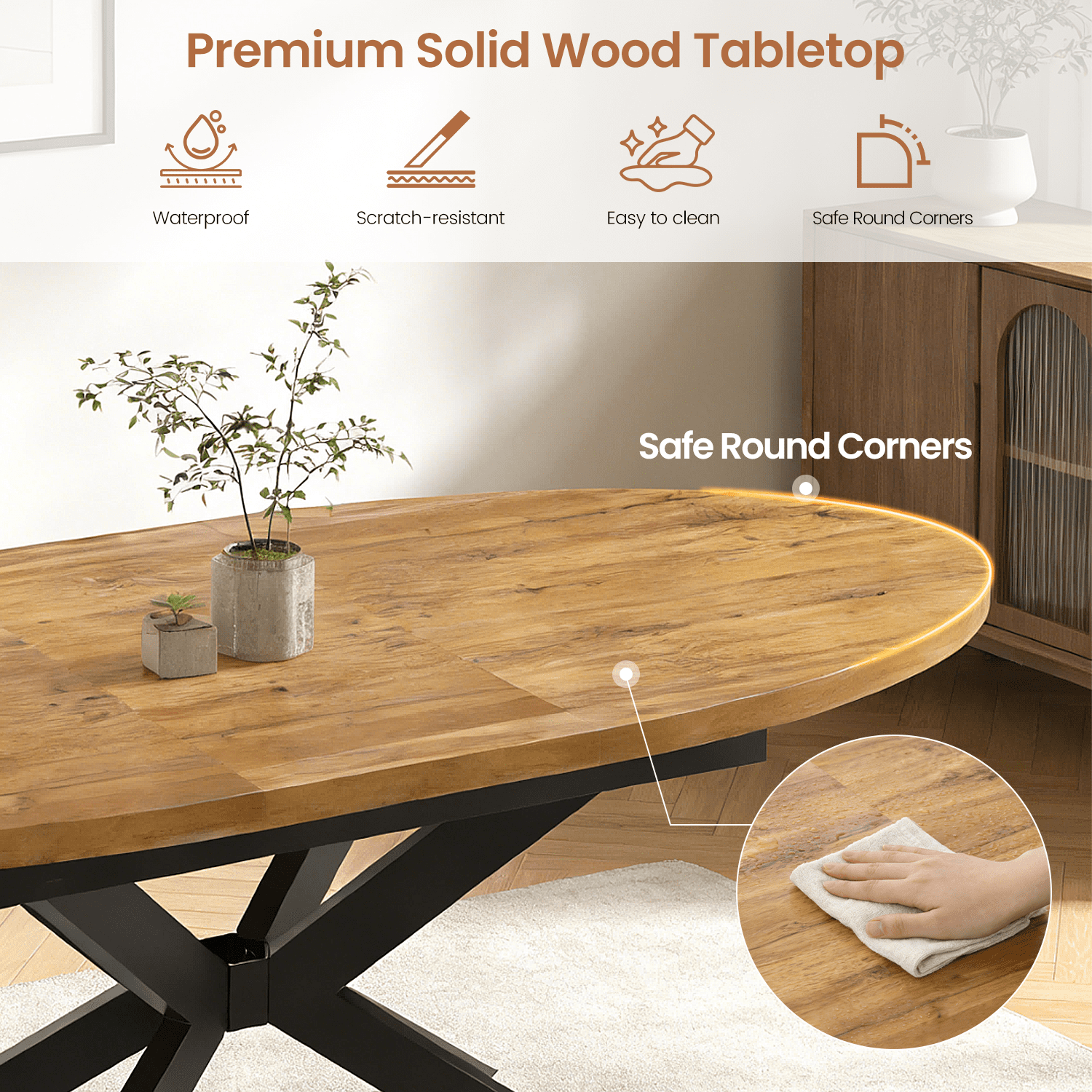 63.2"-78.9" Extendable Round Dining Table for 4-6, Mid Century Modern Wooden Round Table with Removable Leaves Space Saving, Large Folding Dining Table for Dining Living Room , Walnut