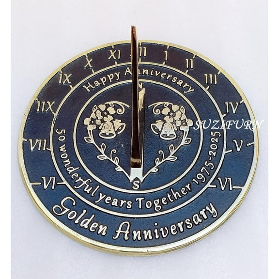55 Golden1975 in 2025 Wedding Solid Brass Anniversary Sundial Gift Idea is A Great Present for Him, Her, Parents, Grandparents Or Couple for 55 Years