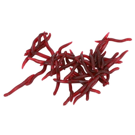 huanledash 50Pcs 3.5cm Worm Bait Simulation High Elasticity Bite Resistant Angling Earthworm Bait Worms Artificial Lure Outdoor Fishing