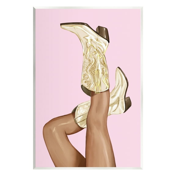 Stupell Pink Country Cowgirl Boots Beauty & Fashion Painting Wall Plaque Unframed Art Print Wall Art