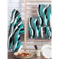 thumbnail image 2 of Aqua Stripe Kitchen Dish Towels for Drying Dishes Set of 2, Ombre Grey Moire Geometric Modern Abstract Waffle Weave Microfiber Hand Tea Bathroom Towels Quick Dry & Absorbent Towel 15.7x23.6, 2 of 7