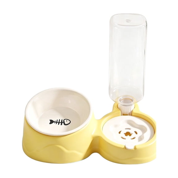 Qholemyo 2 In 1 Integrated Pet Bowl Pet Food Bowl Food Water Feeding Bowl For Daily Feeding Cats And Dogs