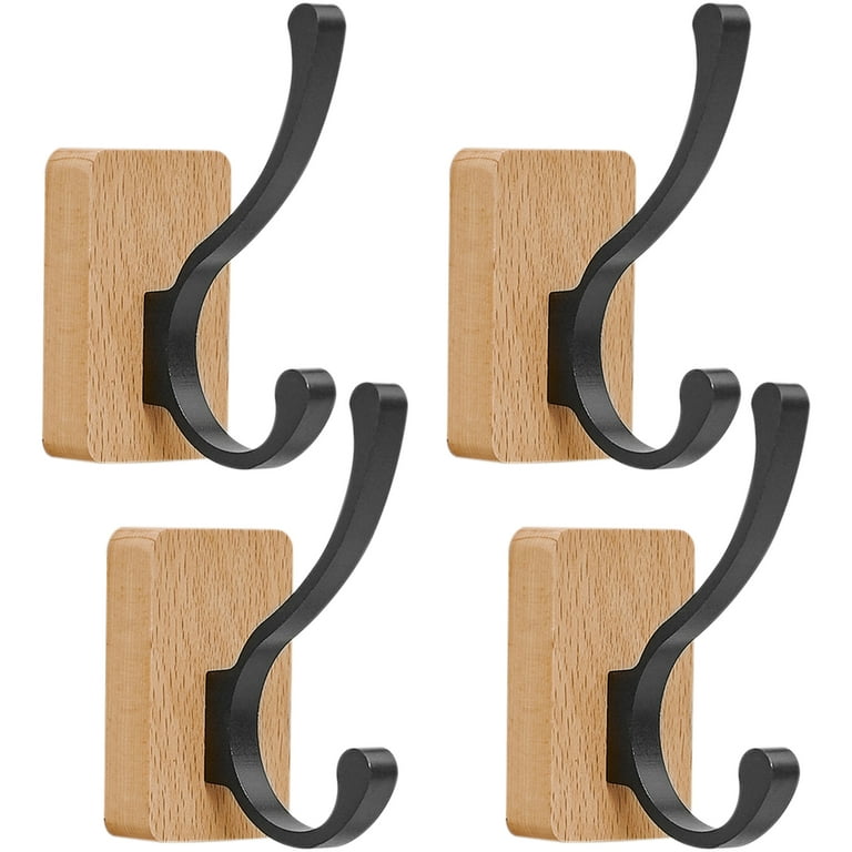 Pwozvjd Wooden Coat Hooks 4 Pack Coat Hooks Wall Mounted Wood Wall Hooks  Circular Shape Hooks for Hanging Bathroom Towels Heavy Duty Robe Hook(Beech