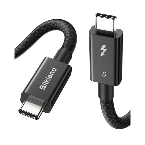 Silkland [Intel Certified] 80Gbps Thunderbolt 5 Cable Prime Braided, up to 120Gbps Bandwidth for Dual 8K/6K, 240W, Compatible for Thunderbol