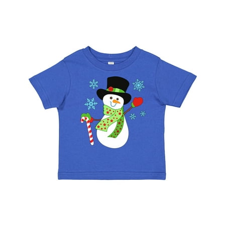 

Inktastic Christmas Snowman in Top Hat with Candy Cane Gift Toddler Boy or Toddler Girl T-Shirt