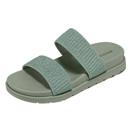 OJSFQUFP Sandals Womens Ladies Shoes Comfortable Soft Thick Sole Slippers Simple Beach Shiny Personality Outdoor Slippers Slip On Slippers Green 38