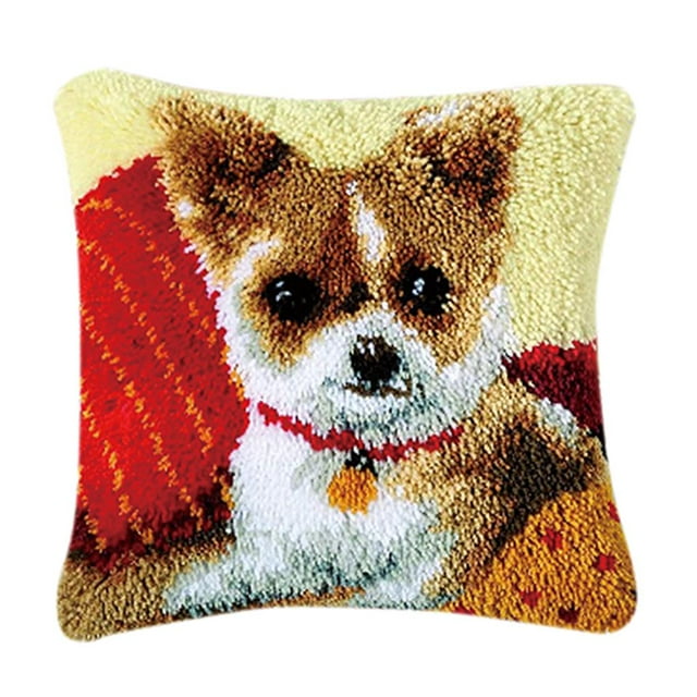 Rongfmy DIY Latch Hook Rug Making Crafts for Kids/Adults 17 inch X 17 inch Bell Dog
