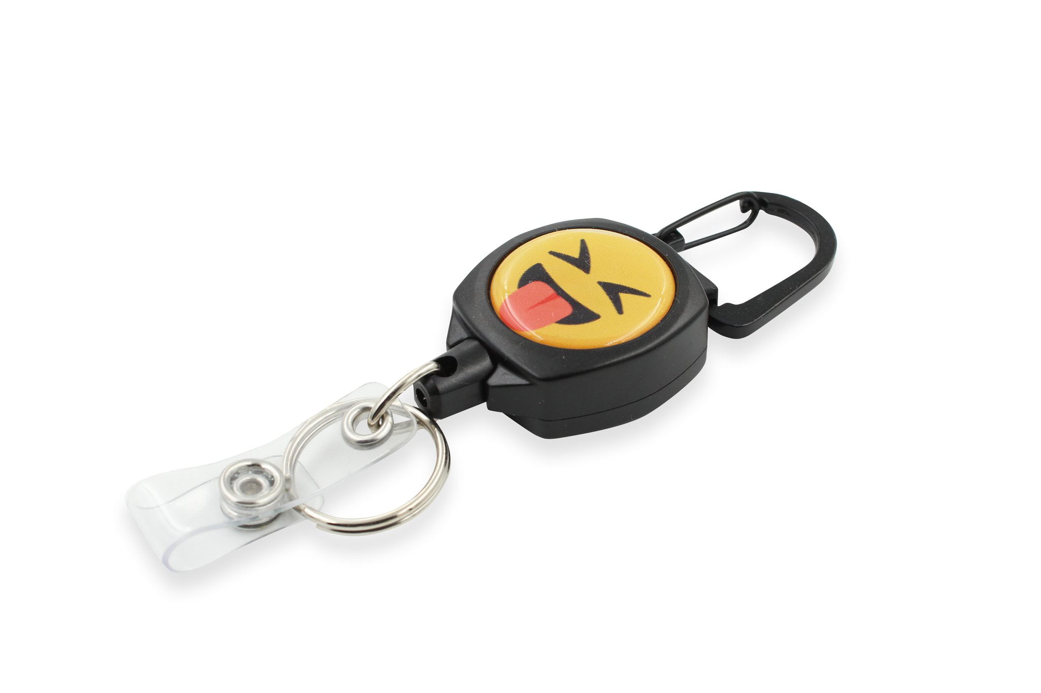 Rel Amigo Retractable I.D. Badge Reel & Key Holder - Emoji (Closed Eyes and  Tongue Sticking Out) 