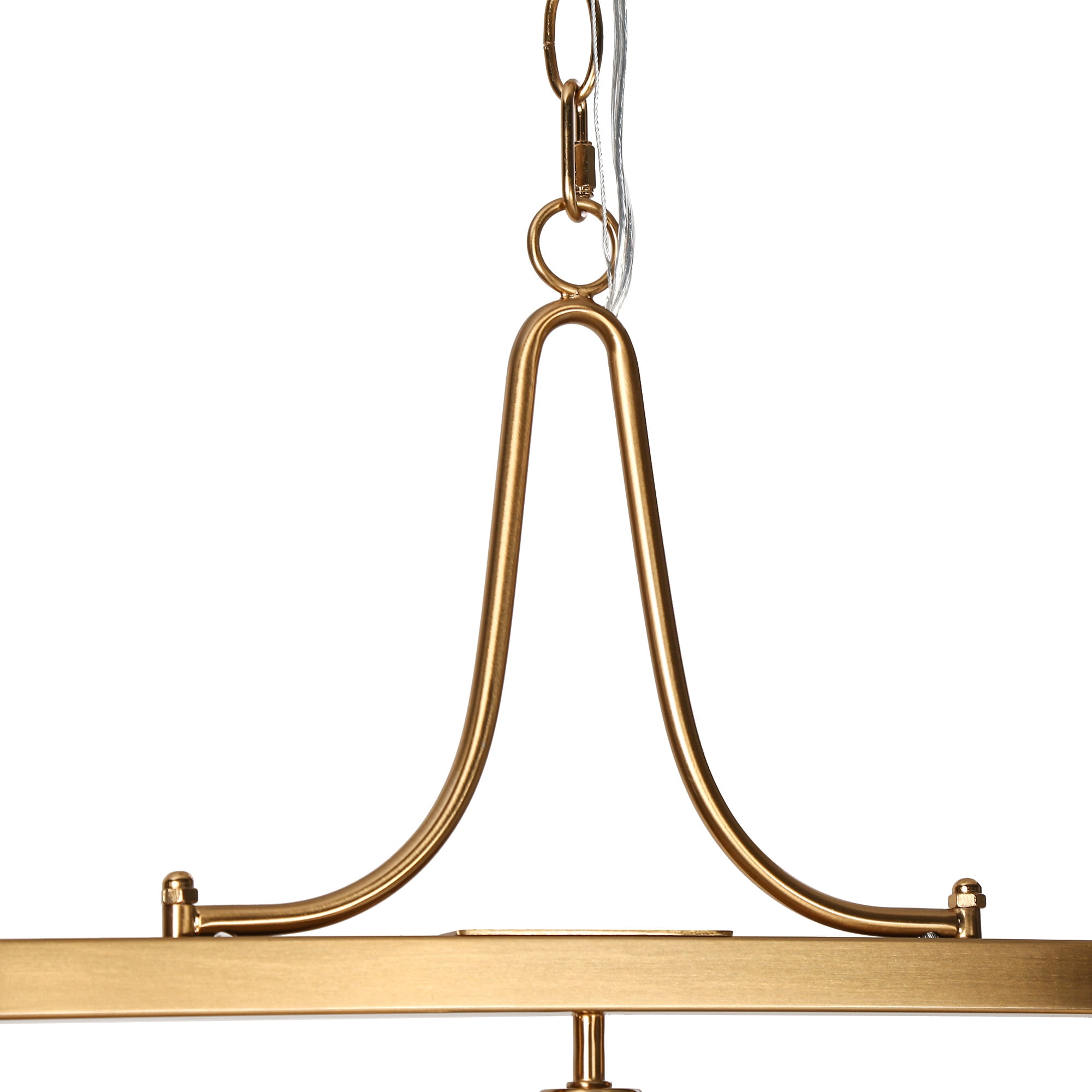 LNC 3-Light Polished Gold Modern Clear Glass Linear LED Large Hanging Pendant Light