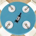 thumbnail image 1 of HAHDAXIA Round Waterproof Table Cover Elastic Tablecloth Vinyl Fitted Table Cover Elastic Edged Plastic Table Cover Fits Tables up to 36"-44" R Teal, 1 of 7