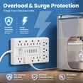 thumbnail image 6 of BOHASHIN 10FT Flat Plug Power Strip Surge Protector, 11 AC Outlets with 4 USB & 2 USB-C Ports, 1250W/10A Extension Cord, Overload Protection, Wall Mount for Home Office Dorm(White)), 6 of 9