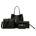 thumbnail image 3 of Soumake 4Pcs Women Fashion Solid Color Soft Faux Leather Shoulder Bag Handbag Purse Set, 3 of 5