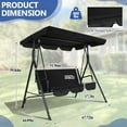 thumbnail image 3 of Gartoo 3 Seat Outdoor Patio Swing with Converting Canopy, Cushioned Steel Frame Porch Canopy Swing Chair, Swing Glider Hammock for Patio, Garden, Black, 3 of 9