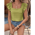 thumbnail image 4 of Top de Corta con Volantes y Cuello Cuadrado para Mujer, Color Oliva L, 4 of 8