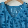 thumbnail image 6 of 2DXuixsh Bathing Suit Cover Ups Women Plus Size Romper Women's Crochet Swim Beach Cover Up Button Short Sleeve Mini Dress Beachwear Sheer Cover Up Kimono Blue L, 6 of 9