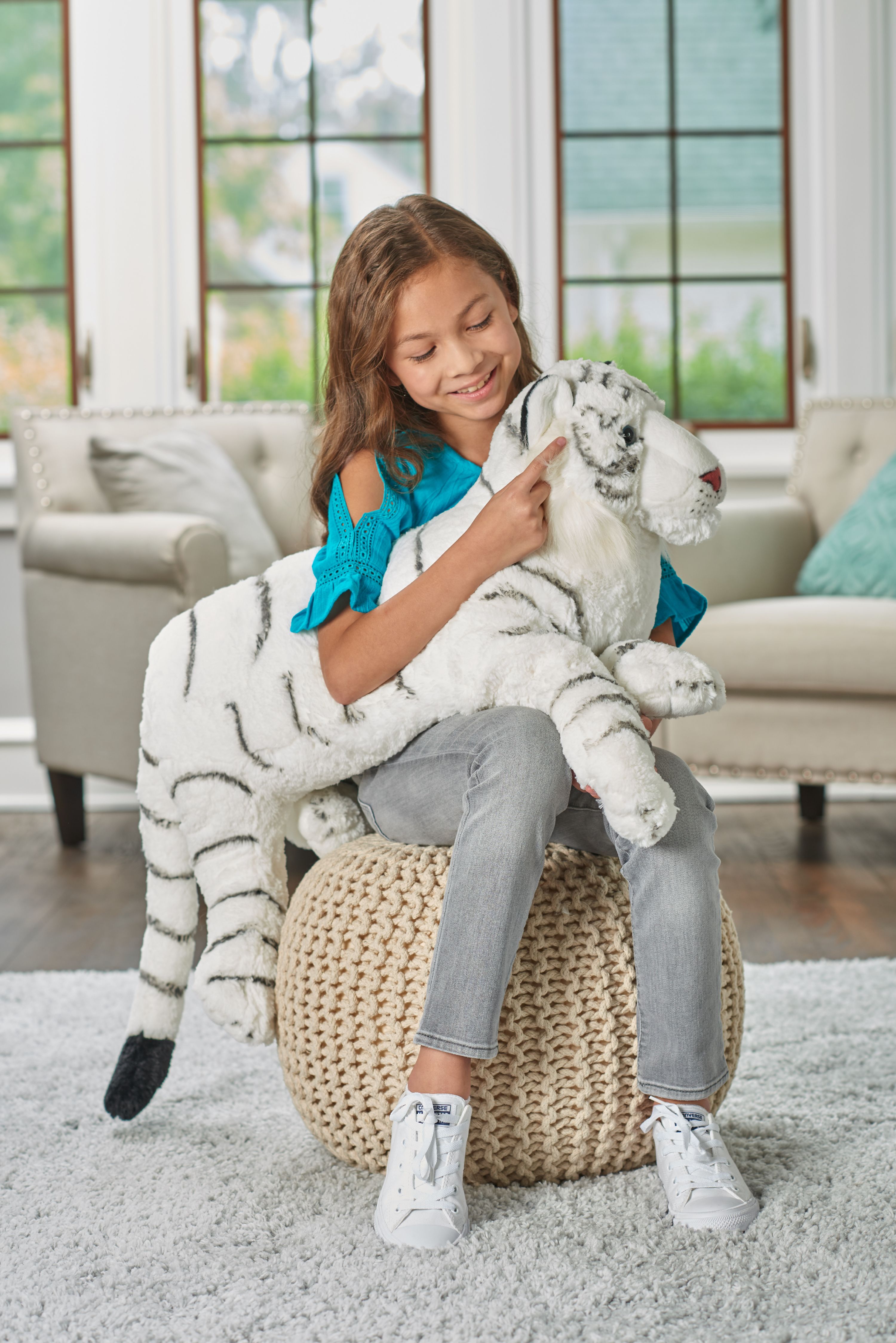 Wild Republic Jumbo White Tiger Plush, Giant Stuffed Animal, Plush Toy, Gifts for Kids, 30 Inches