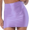 thumbnail image 3 of Minifalda de tubo de Color liso brillante al óleo para mujer, minifalda informal de cintura alta con cintura elástica, traje de fiesta Rave para Club nocturno, 3 of 5