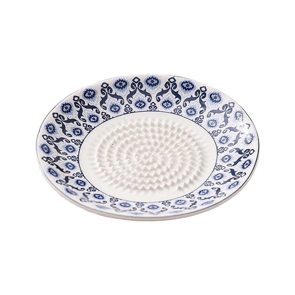 AHGQT Ceramic Garlic Grater Plate, Grating Pan Plate Bowl, Handmade Ceramic Ginger Grater and Dish for Tomato Nutmeg Parmesan Chocolate, Embossed Design and Style, Kitchen Tool Gift for Home Cooks